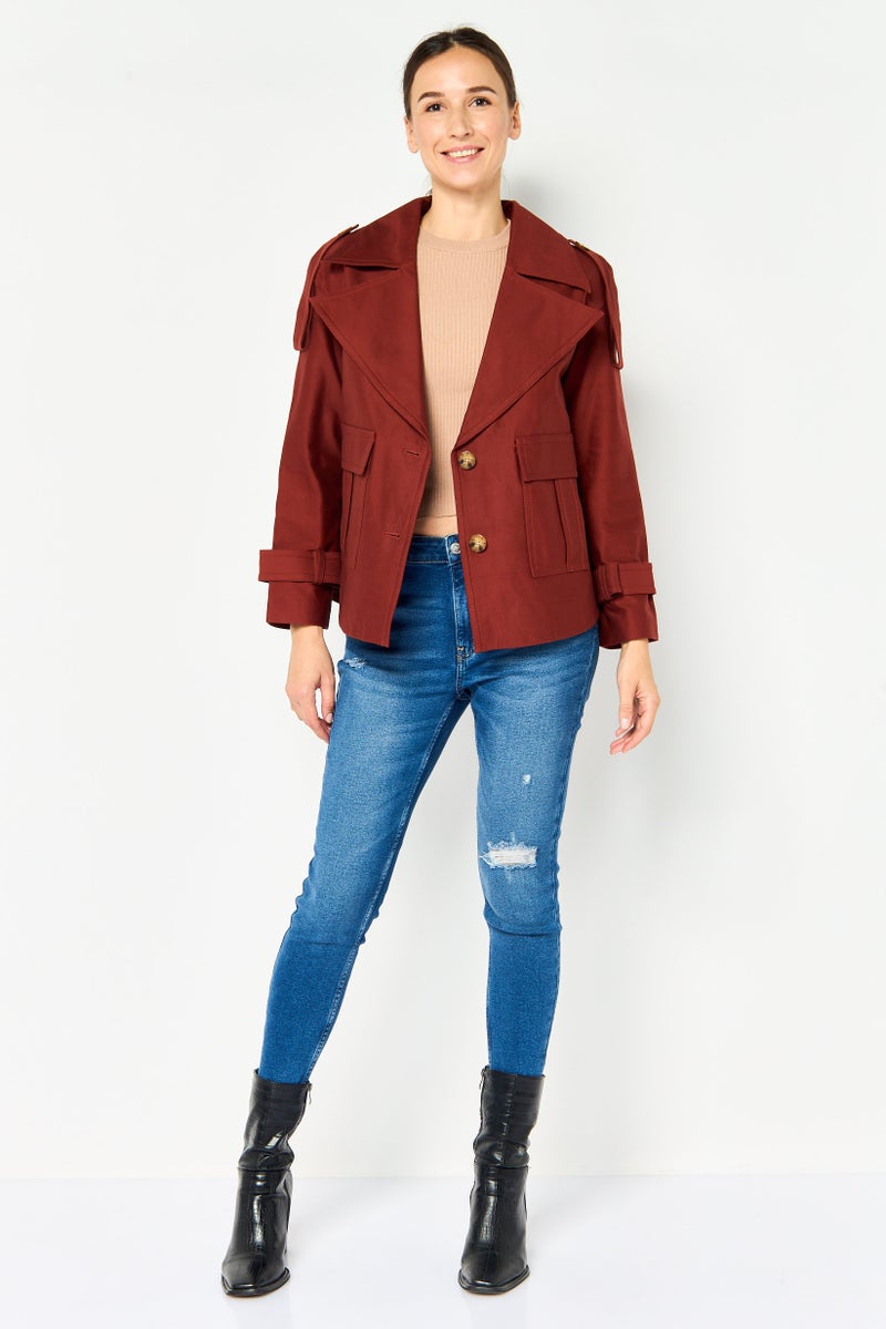 VERO MODA Women Solid Jacket Shirt, Rust - Image 2