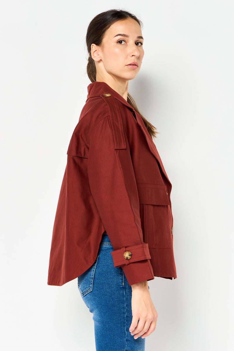 VERO MODA Women Solid Jacket Shirt, Rust - Image 3