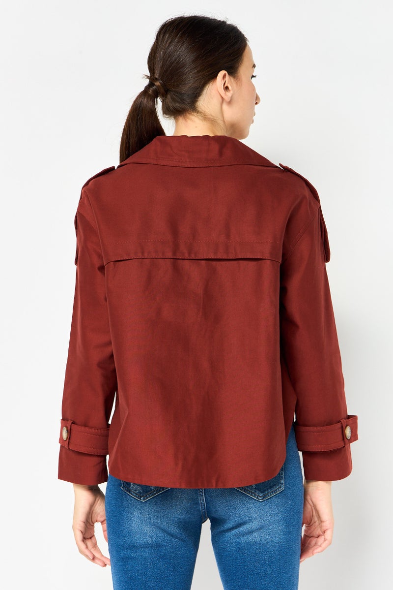 VERO MODA Women Solid Jacket Shirt, Rust - Image 4