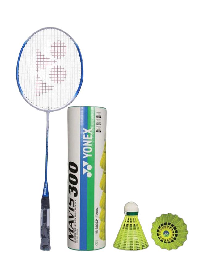 Yonex Gr Alpha Blue G4 + Mavis 300 Green Cap Slow Badminton Shuttlecock 6 Pack, Yellow Pack - Image 1