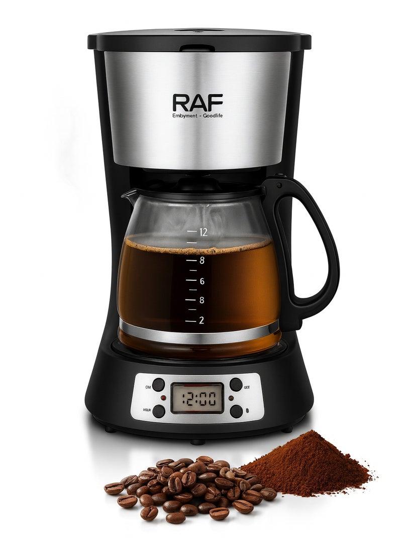 RAF Coffee Maker – 1000W Electric Coffee Machine, 1.5L Large Capacity, Auto-Drip Function, Glass Carafe, Easy Clean, Programmable Timer - Image 2