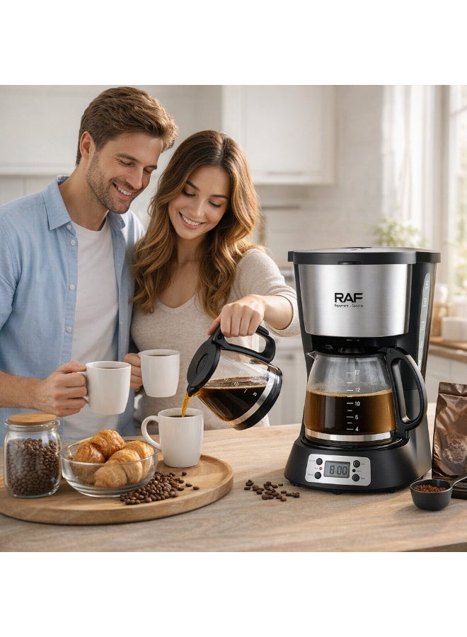 RAF Coffee Maker – 1000W Electric Coffee Machine, 1.5L Large Capacity, Auto-Drip Function, Glass Carafe, Easy Clean, Programmable Timer - Image 3