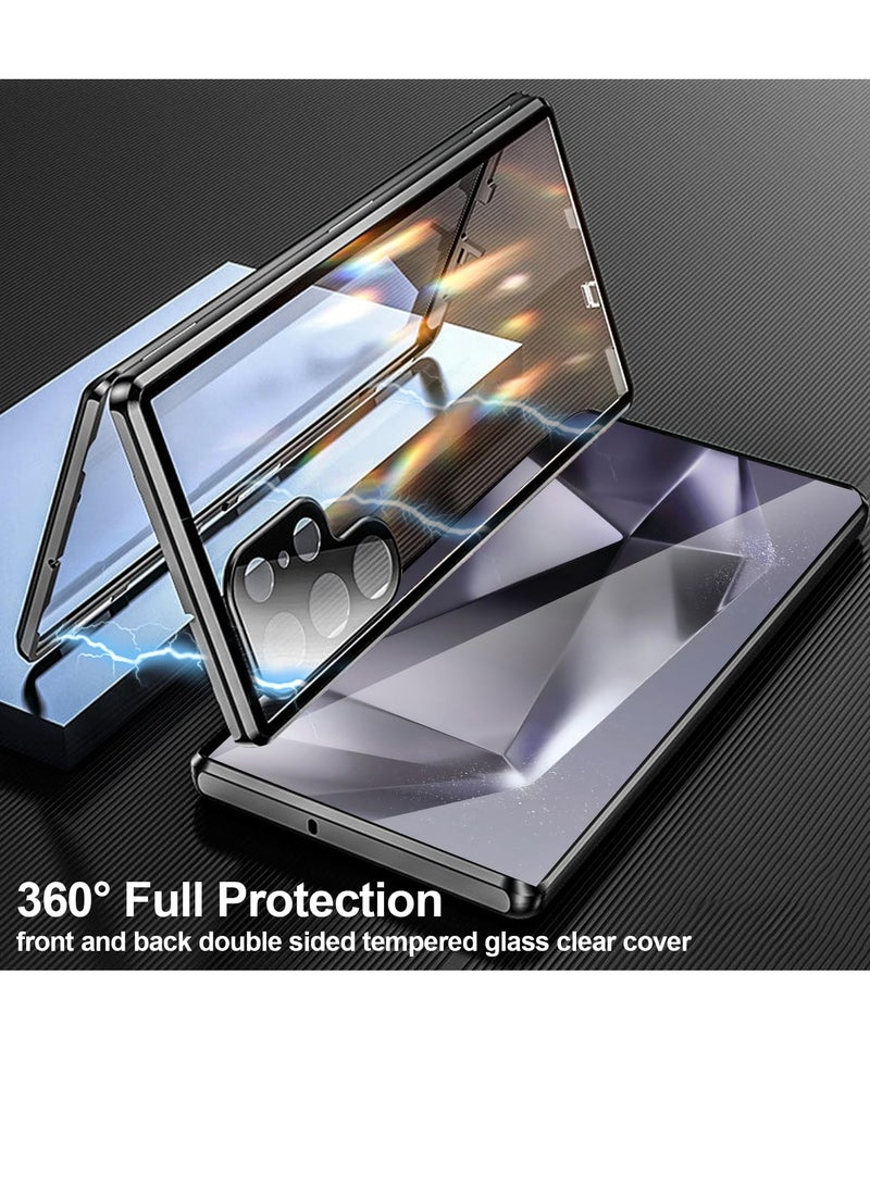 for Samsung Galaxy S24 Ultra Case, Screen Protector Camera Protector Safety Lock, Double Sided Clear Tempered Glass Full Screen Covered Magnetic Adsorption Metal Bumper - Image 4