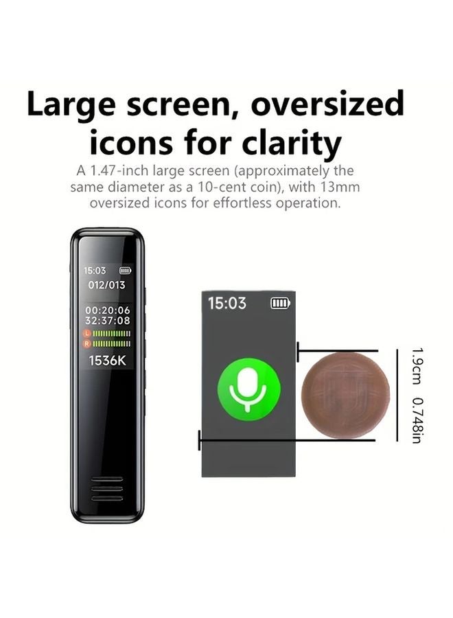 8GB Voice Activated Recorder MP3 Player Large Screen Password Protection - Image 2