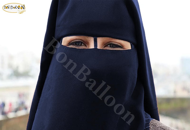 bonballoon Dark Blue XL Long Saudi Layered Niqab Niqabs Nikab Naqaab 3 Layers Burqa Hijab Face Cover Veil Islam Islamic Dress Clothing for Muslim Womens Abaya Jilbab Dress - Image 5