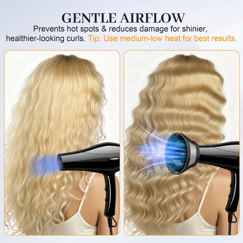 Wondrokey Universal Diffuser Hair Dryer Attachment - Fits Most 1.5-3.2" Blow Dryers, collapsible Diffuser for Curly Wavy Hair to Enhance Curls, Reduce Frizz, Fast Drying Travel Design - Image 4