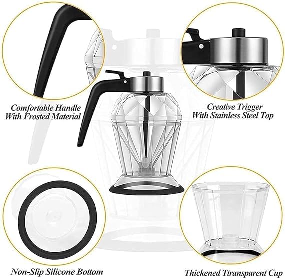 GLOWICK GLOWICK Kitchen Syrup Dispenser Honey Dispenser Pot Glass Jar Container with Stand, Diamond Shape (1Pcs) - Image 3