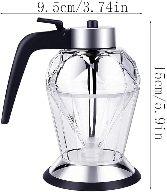 GLOWICK GLOWICK Kitchen Syrup Dispenser Honey Dispenser Pot Glass Jar Container with Stand, Diamond Shape (1Pcs) - Image 2