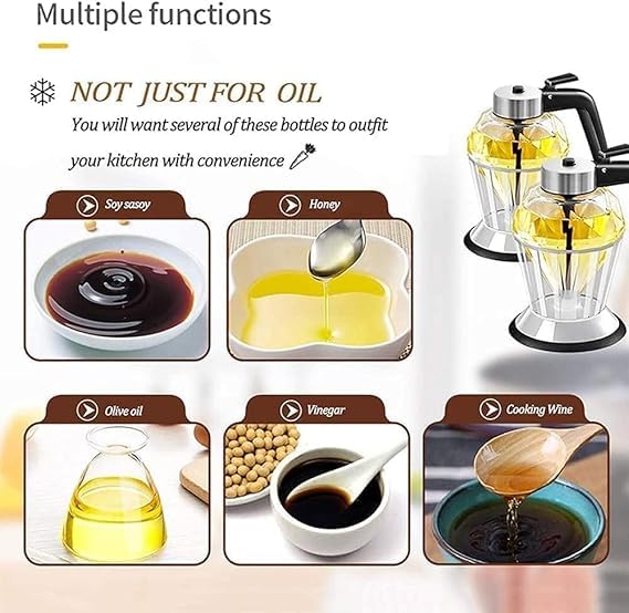 GLOWICK GLOWICK Kitchen Syrup Dispenser Honey Dispenser Pot Glass Jar Container with Stand, Diamond Shape (1Pcs) - Image 5