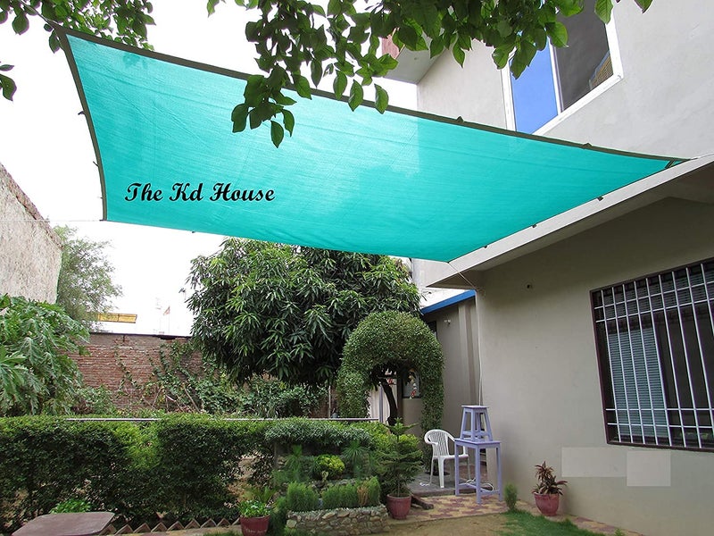 THE KD HOUSE Sun Shade Sail with Niwar Stitched 7580 Sun Blockage 10 Ft X 12 Ft Green Color - Image 1