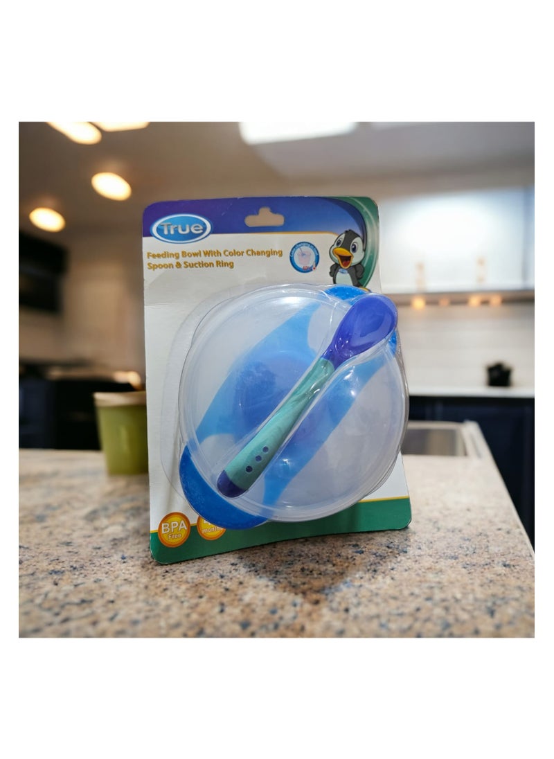 True Sticky Plate With Spoon - Blue  - Image 1