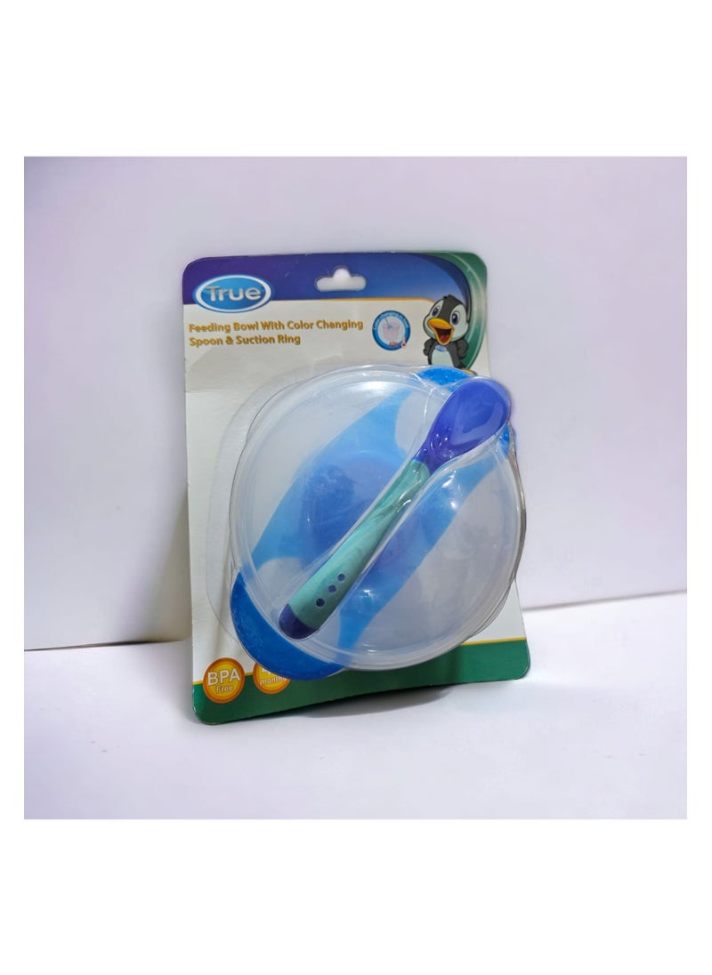 True Sticky Plate With Spoon - Blue  - Image 2