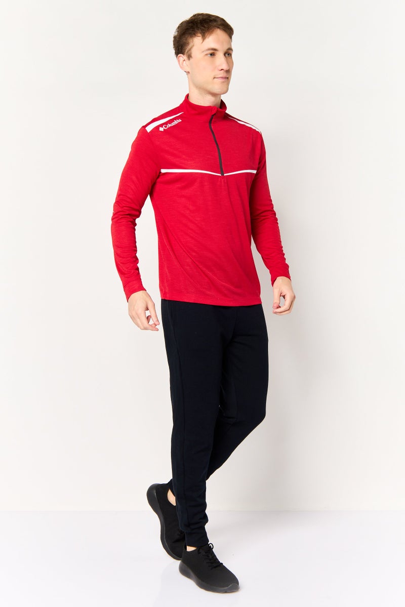 Columbia Men Sportswear Fit Long Sleeve Omni Wick Scorecard Golf Half Zip Sweatshirt, Red - Image 2