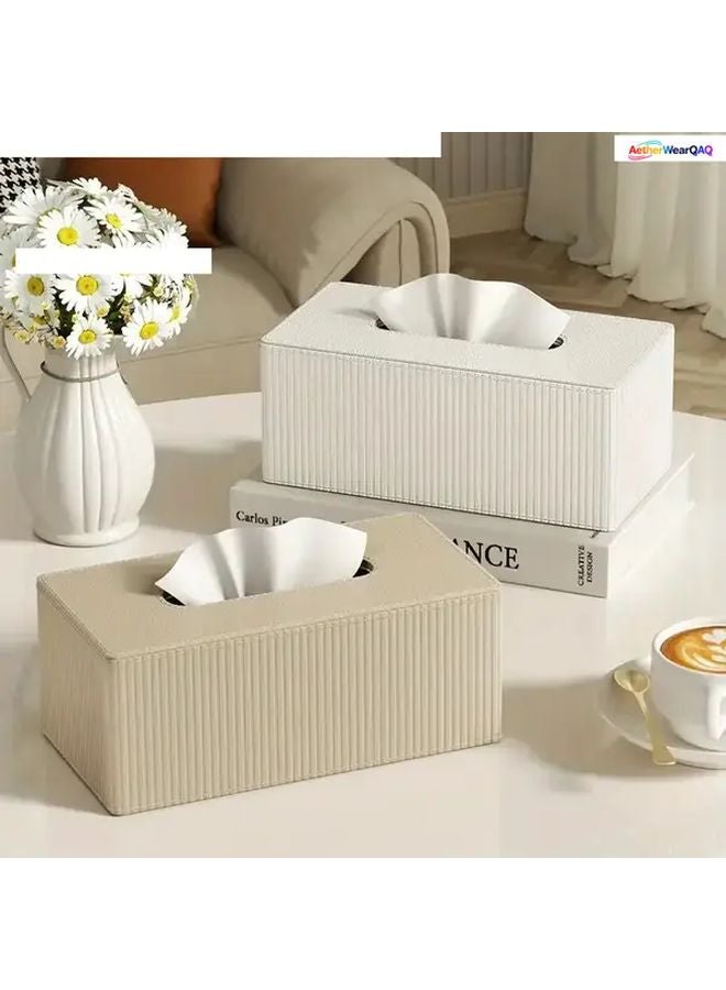 صندوق المناديل الفاخر من الجلد البني بتصميم مخطط للمنزل والمكتب - ترقية 2025 - Image 1