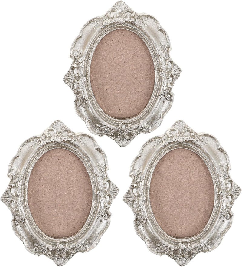 Silver Mini Picture Frames 3pcs Vintage Resin Wall Hanging Photo Frame Ornaments For Wedding Party Decor - Image 1