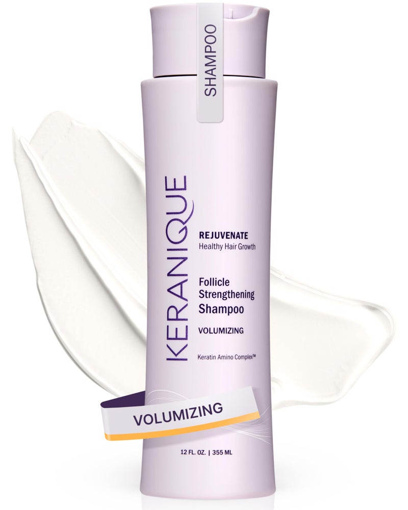 Keranique Volumizing Shampoo with Keratin and Biotin for Thinning Hair, Anti-Breakage, Follicle Strengthening, 12 Oz - Image 1