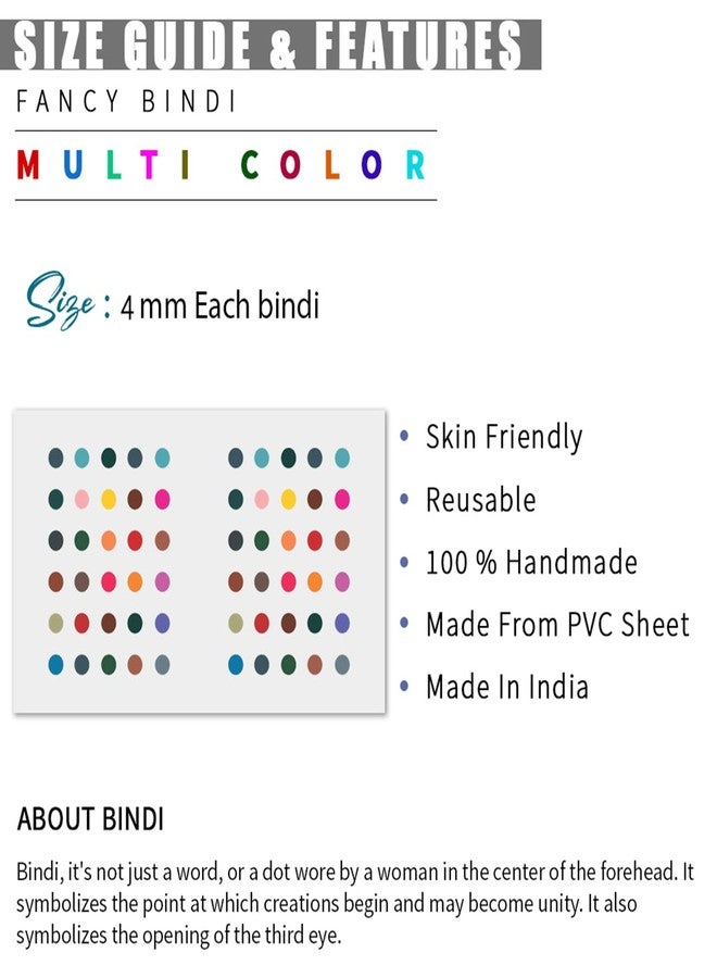 kotart - Smallest Size Multi Color Plain Classic Bindi For Women - Self-Adhesive Round Bindi For Girls Ladies Forehead (Set Of 15) - Image 1