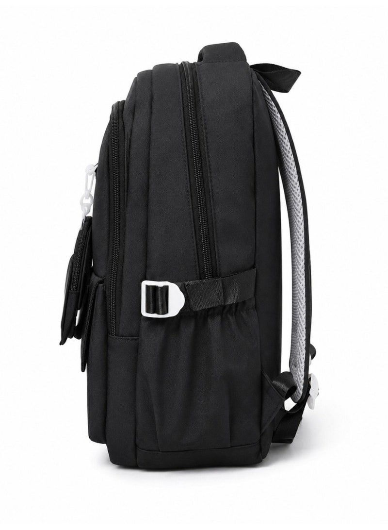 Multi-pocket school backpack for children for a comfortable school day | Comfortable Back Support, Cartoon Charm Accessory, Clear Front Pocket, Chest Strap Buckle, Colourful Design - Image 2