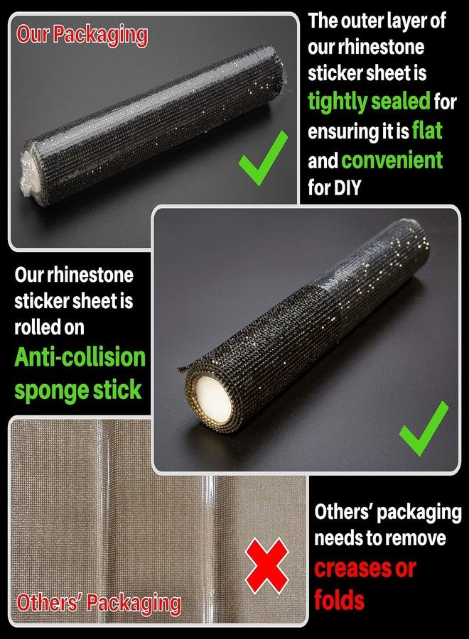 Locacrystal Bling Rhinestone Sticker DIY Car Decoration Stickers Self-Adhesive Hotfix Glitter Crystal Gem Sheet Stickers for Car & Crafts Decoration with 19440 Pcs 2mm Rhinestones (Black,9.4" x 15.8") - Image 3