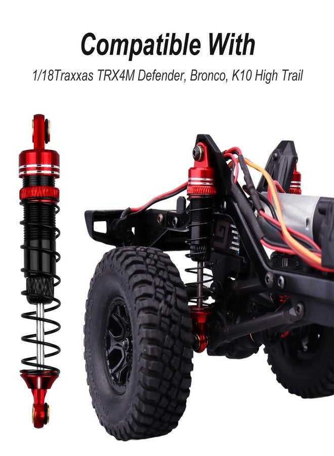 هوبي بارك ممتصات صدمات ألومنيوم من هوبي بارك مقاس 59 مم لسيارة الزحف TRX4M بمقياس 1/18، ترقية ممتص الصدمات مع حوامل ممتص صدمات قابلة للتعديل، أبراج ممتص الصدمات الأمامية والخلفية (أحمر) - Image 4