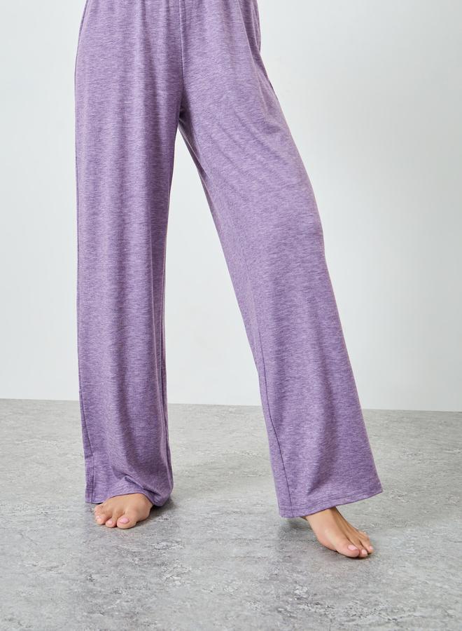 Styli Purple Melange Knit Buttoned Shirt and Pyjama Set - Image 5