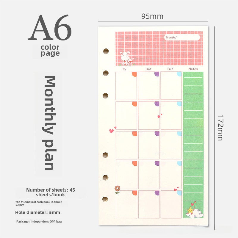 Generic 6-Hole A5/A6 Colorful Blank Dot Grid Planner Refill A June plan 