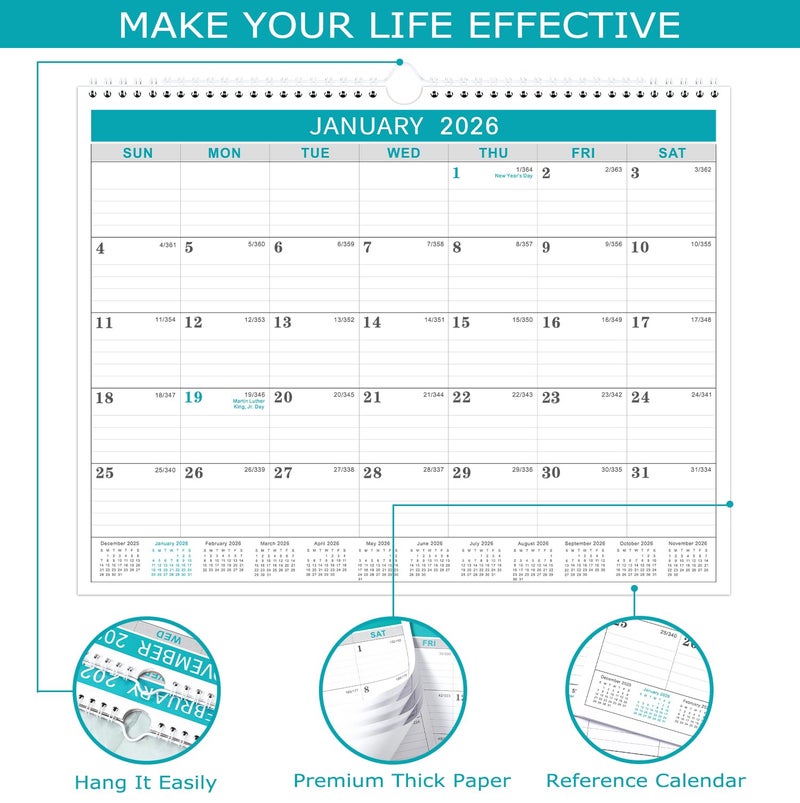 Lemome Calendar 2025-2026, 16 Months Wall Calendar 2025 from March 2025 to June 2026,11.5" x 14.6", 2025-2026 Calendar with Julian Date - Image 2