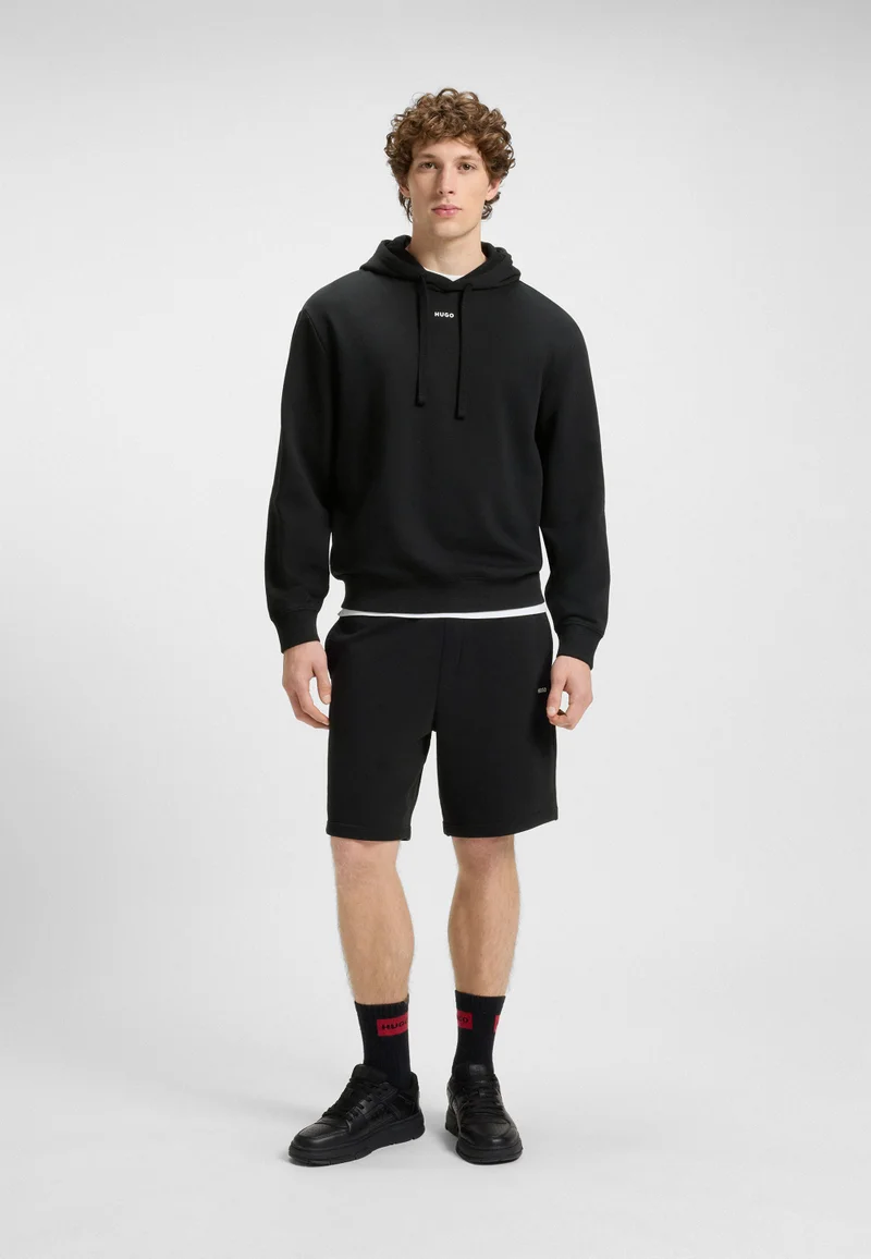 HUGO Black Cotton-terry shorts with logo print for Men | Best Price UAE