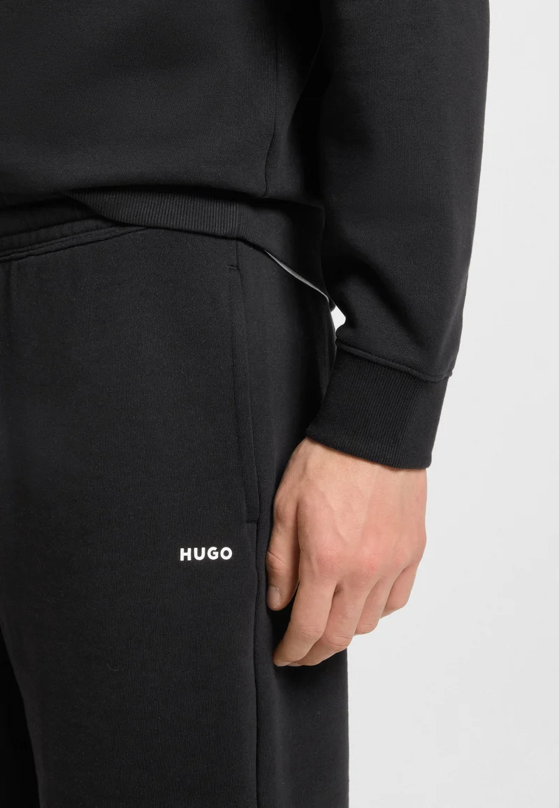 HUGO Black Cotton-terry shorts with logo print for Men | Best Price UAE