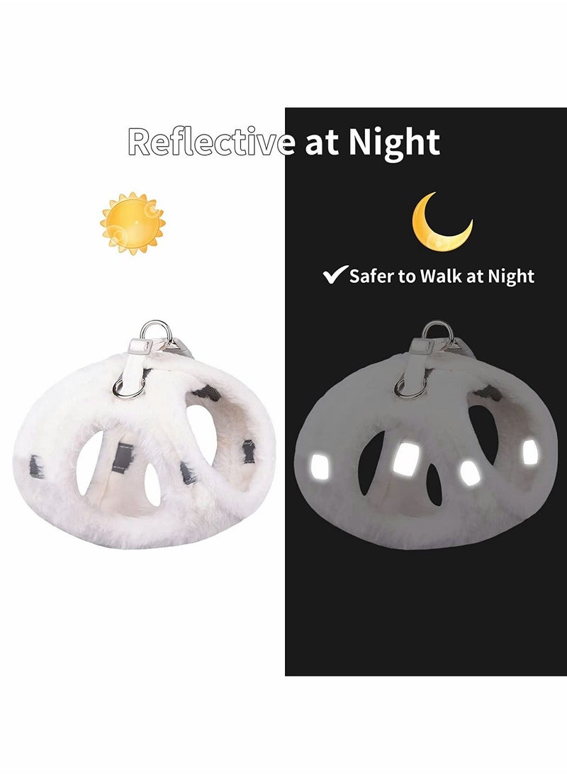 SYOSI - Soft Warm Dog Harness and Leash Set Winter Plush Dog Vest Harness with Reflective Bands No Choke Escape Proof Cute Pet Harness for Small Medium and Large Dogs XXS - Image 1
