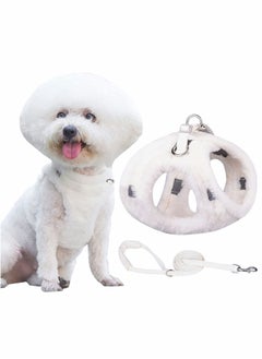 Soft Warm Dog Harness and Leash Set Winter Plush Dog Vest Harness with Reflective Bands No Choke Escape Proof Cute Pet Harness for Small Medium and Large Dogs XXS