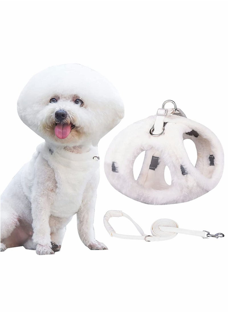 SYOSI - Soft Warm Dog Harness and Leash Set Winter Plush Dog Vest Harness with Reflective Bands No Choke Escape Proof Cute Pet Harness for Small Medium and Large Dogs XXS - Image 1