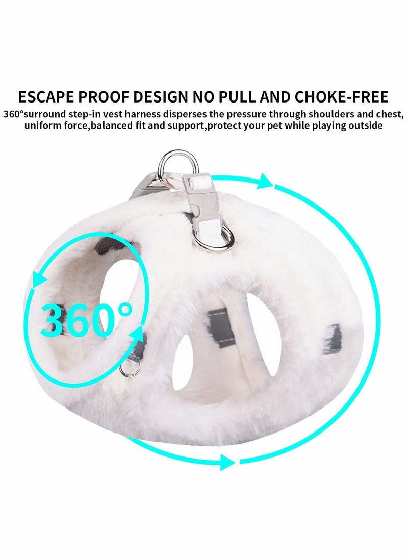 SYOSI - Soft Warm Dog Harness and Leash Set Winter Plush Dog Vest Harness with Reflective Bands No Choke Escape Proof Cute Pet Harness for Small Medium and Large Dogs XXS - Image 1