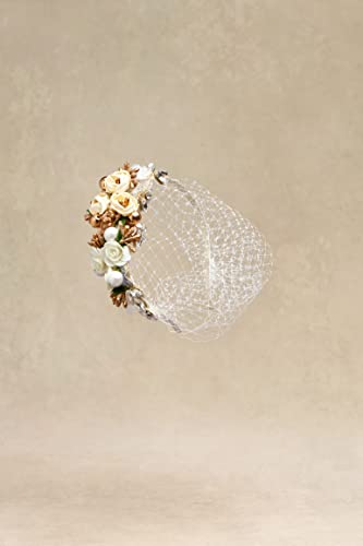 BABEYOND 1920s Fascinator Mesh Flower Pearl Veil Headband Bridal Wedding Tea Party Fascinator Veil for Women - Image 3