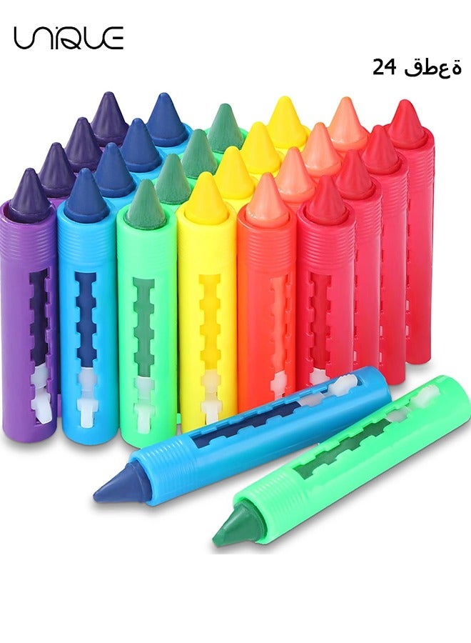 يونيك 24 قطعة حوض الاستحمام الطباشير الملون الطباشير الملون قابل للغسل سهل التنظيف الطباشير الملون علامات حوض الاستحمام ألعاب دش الطباشير الملون حمام - Image 1