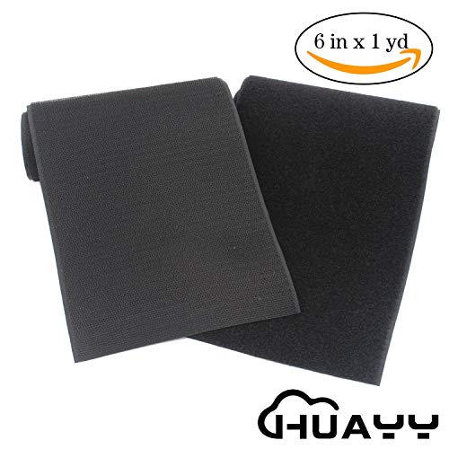 HUAYY Sew on Hook and Loop Style,Non-Adhesive Nylon Strips Fabric,6 Inches Width 1 Yard Length,Black (6in x 1yd) - Image 2