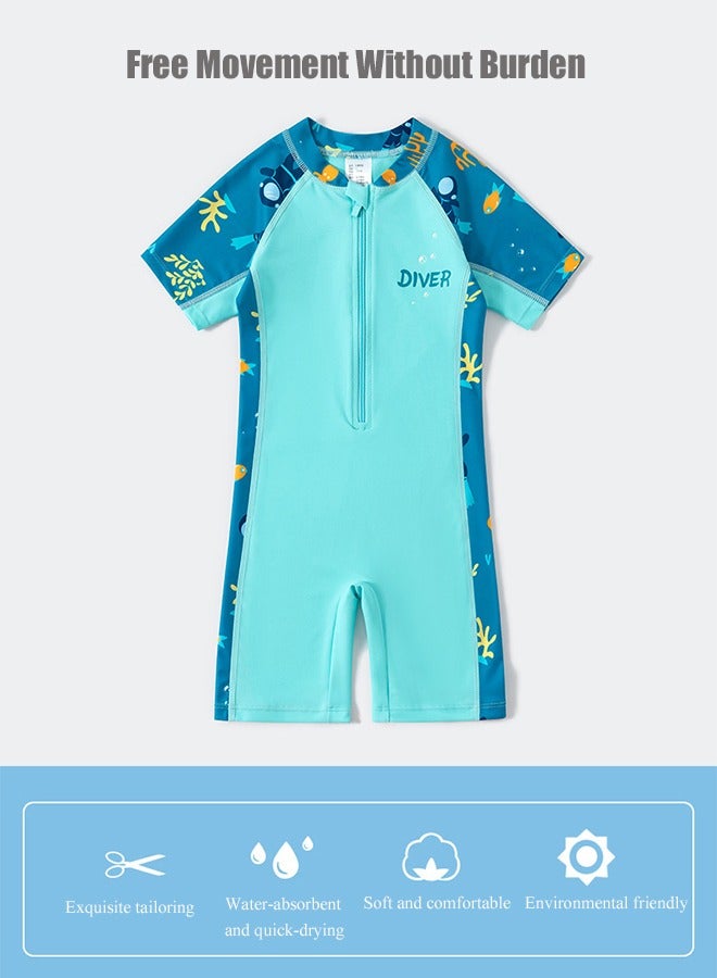 Diver Children'S One-Piece Swimsuit - 3xl Size, Suitable For 120-130cm, Ageprofessional Sun Protection Training Hot Spring Boy Swimsuit - Image 2