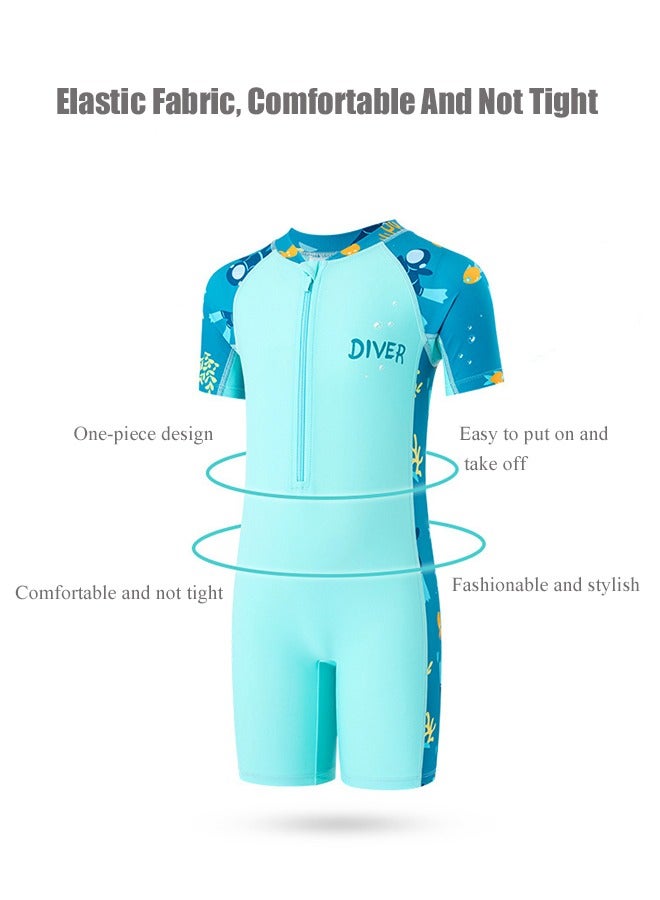 Diver Children'S One-Piece Swimsuit - 3xl Size, Suitable For 120-130cm, Ageprofessional Sun Protection Training Hot Spring Boy Swimsuit - Image 3