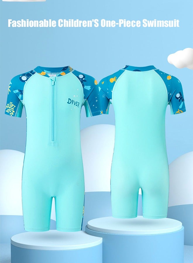 Diver Children'S One-Piece Swimsuit - 3xl Size, Suitable For 120-130cm, Ageprofessional Sun Protection Training Hot Spring Boy Swimsuit - Image 4