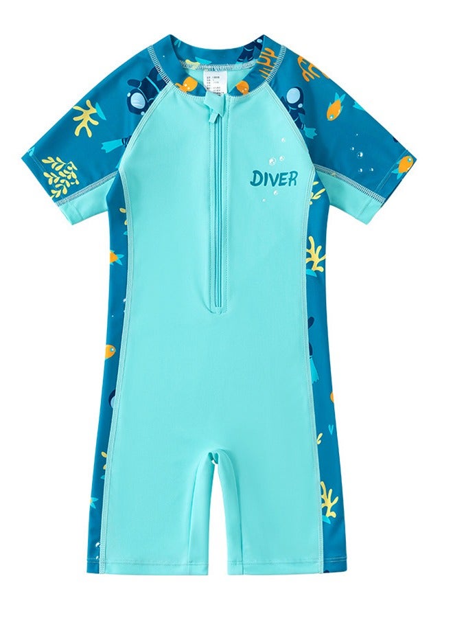 Diver Children'S One-Piece Swimsuit - 3xl Size, Suitable For 120-130cm, Ageprofessional Sun Protection Training Hot Spring Boy Swimsuit - Image 5