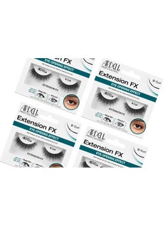 Ardell Lash Extension FX B Curl False Eyelashes, Eye-Opening Effect, Reusable Strip Lashes, 4 Pack