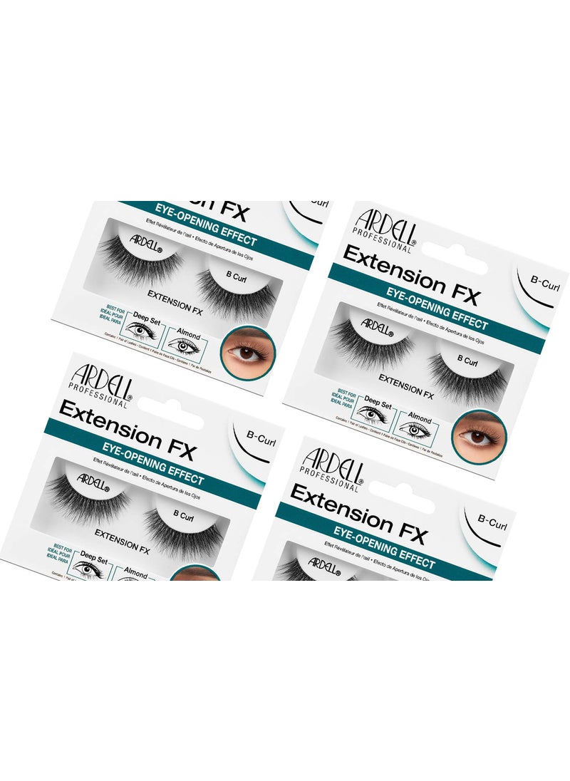ARDELL - Ardell Lash Extension FX B Curl False Eyelashes, Eye-Opening Effect, Reusable Strip Lashes, 4 Pack - Image 1