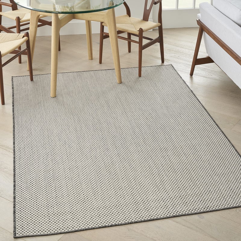 Nourison Courtyard 48 x 72 Fabric IndoorOutdoor Rug in Ivory Charcoal