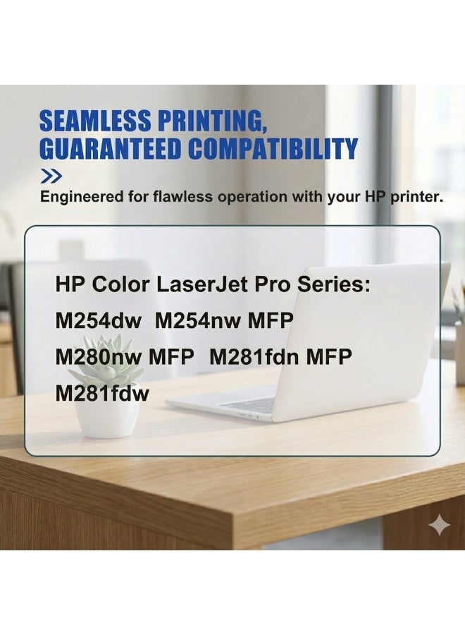 4 عبوات من خراطيش الحبر المتوافقة مع HP 203A CF540A CF541A CF542A CF543A لطابعات HP Color LaserJet Pro M254dw M254nw MFP M281fdw M281fdn M280nw - (غير OEM) - Image 2
