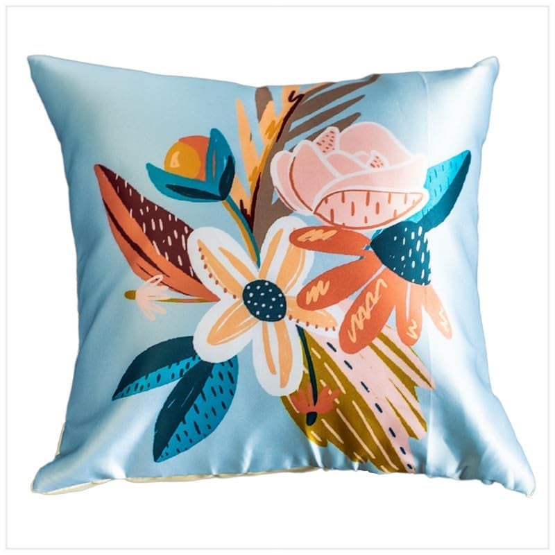Vendola Decorative Satin 250TC Sofa Cushion Pillow Covers, Multicolor, Set of 5 Floral Cushion Covers(Blossom,16x16 Inches with Fillers) - Image 3