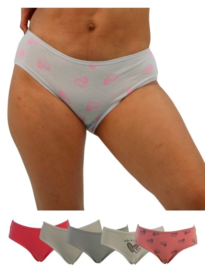JOANNA JOANNA D112 Women's Heart Design Mid Rise 6-Pack Panties, Multicolor  - Image 1