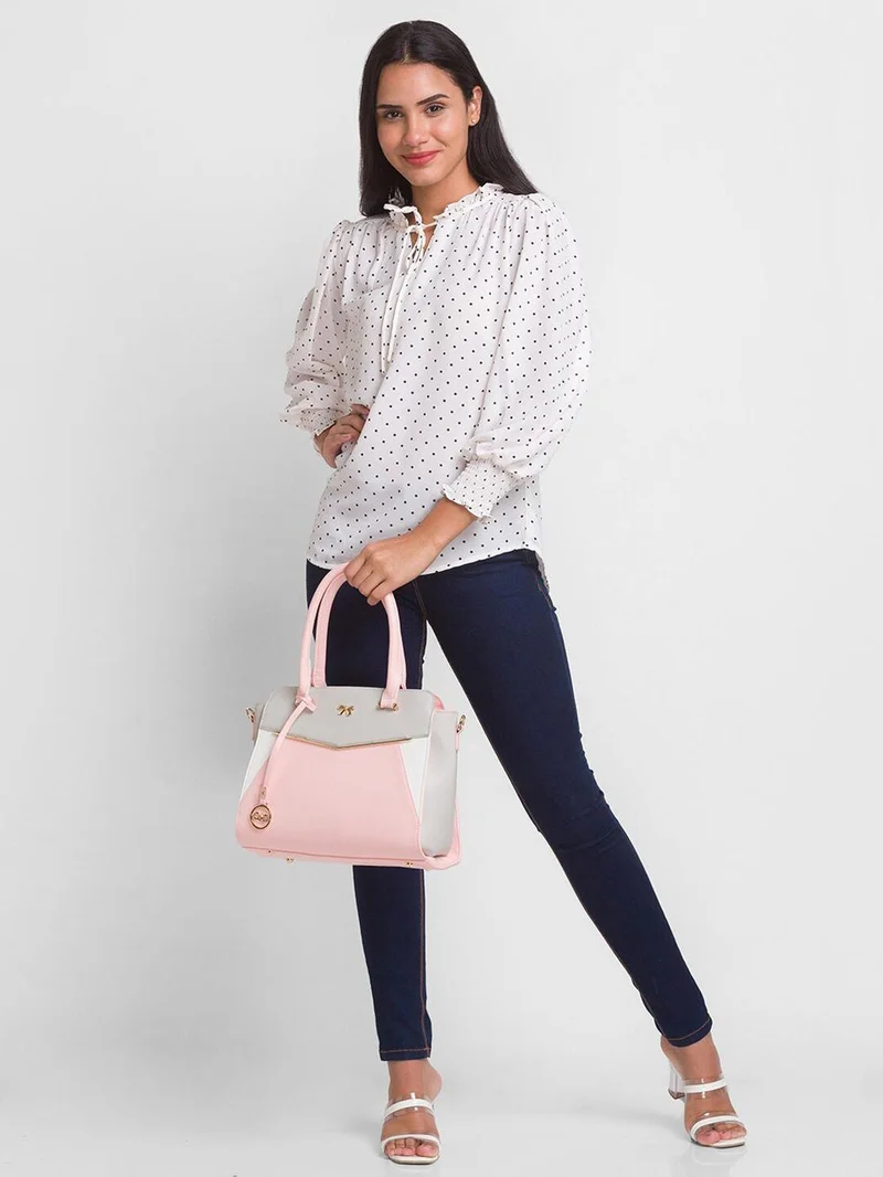 globus Women Polka Dots Tie-Up Crepe Shirt Style Top