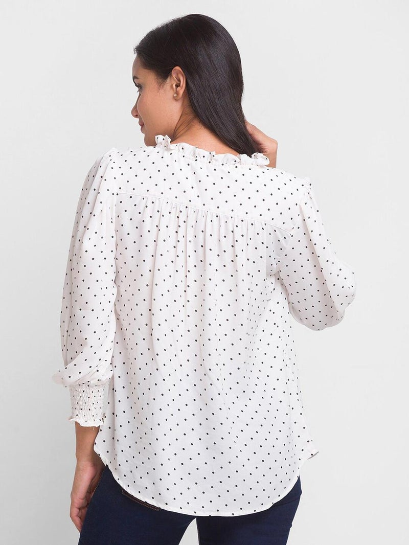 globus Globus Women Polka Dots Tie-Up Crepe Shirt Style Top  - Image 3