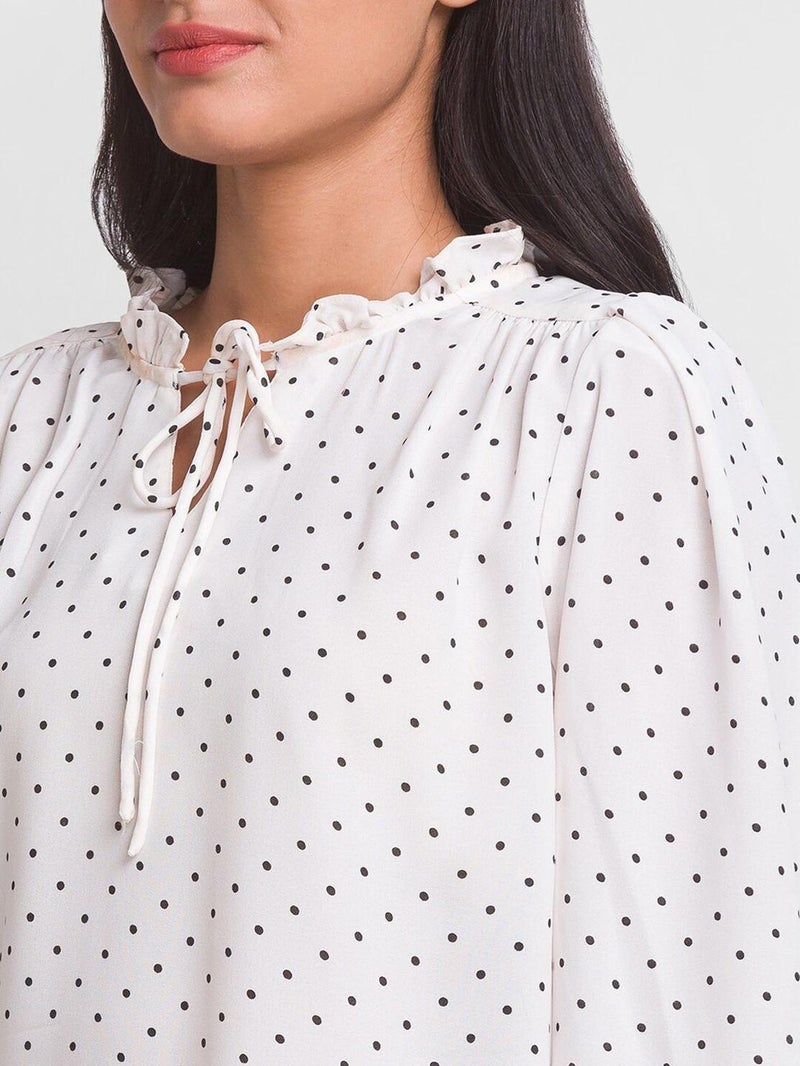 globus Globus Women Polka Dots Tie-Up Crepe Shirt Style Top  - Image 4