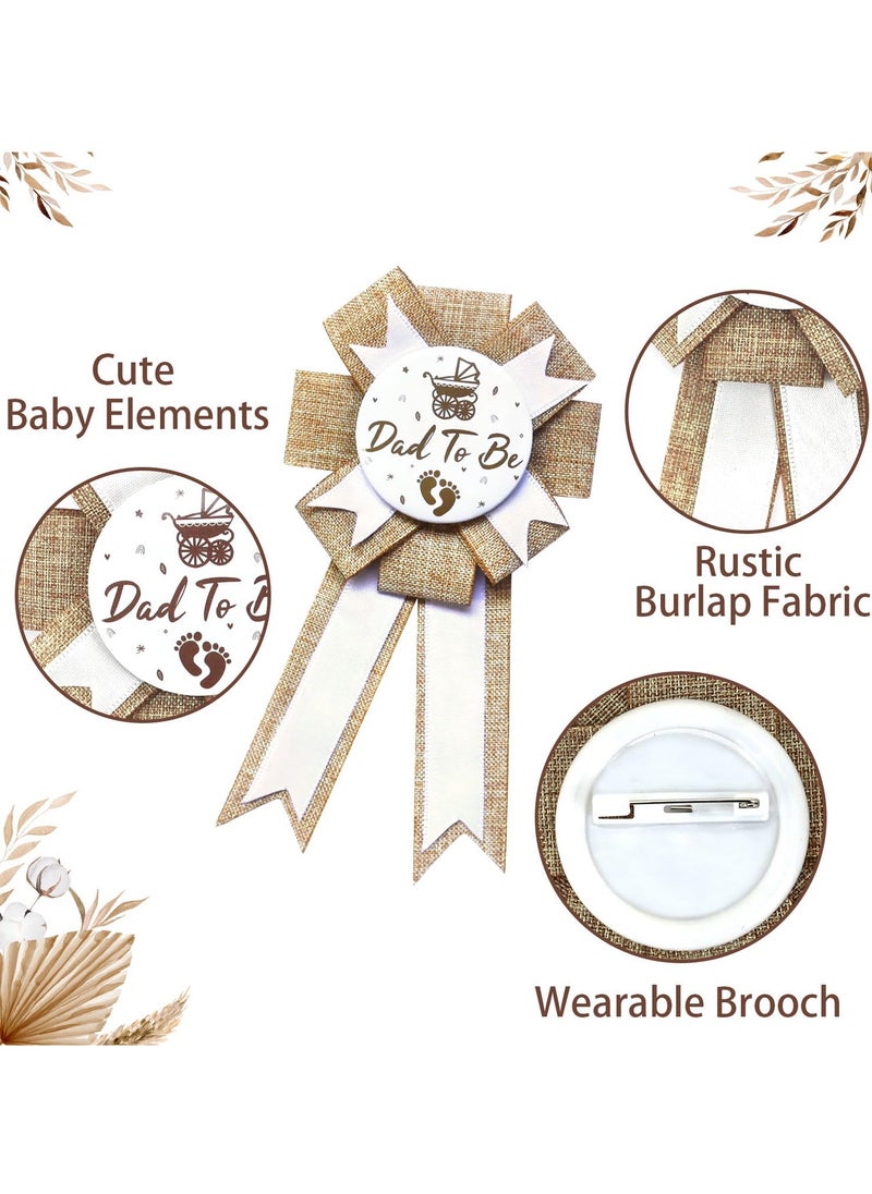 RTYY Baby Shower Neutral Burlap Mom to Be Sash Rustic Boho Baby Gender Reveal Sash Baby Shower Tinplate Badge Pin Mommy Sash And Daddy to Be Badge for Gender Reveal and Baby Showers Decorations  - Image 3